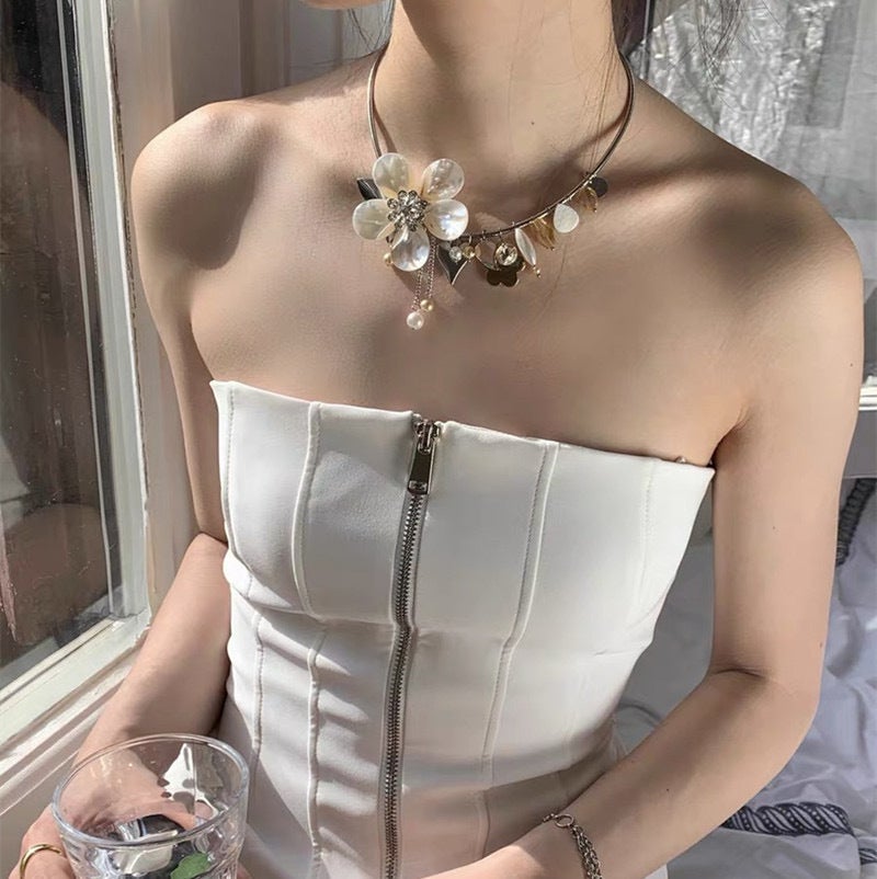 Original Design Disordered Pearl Cross Love Titanium Steel Necklace Heavy Industry Multi-Layer Pearl All-Match Jewelry - Image 1